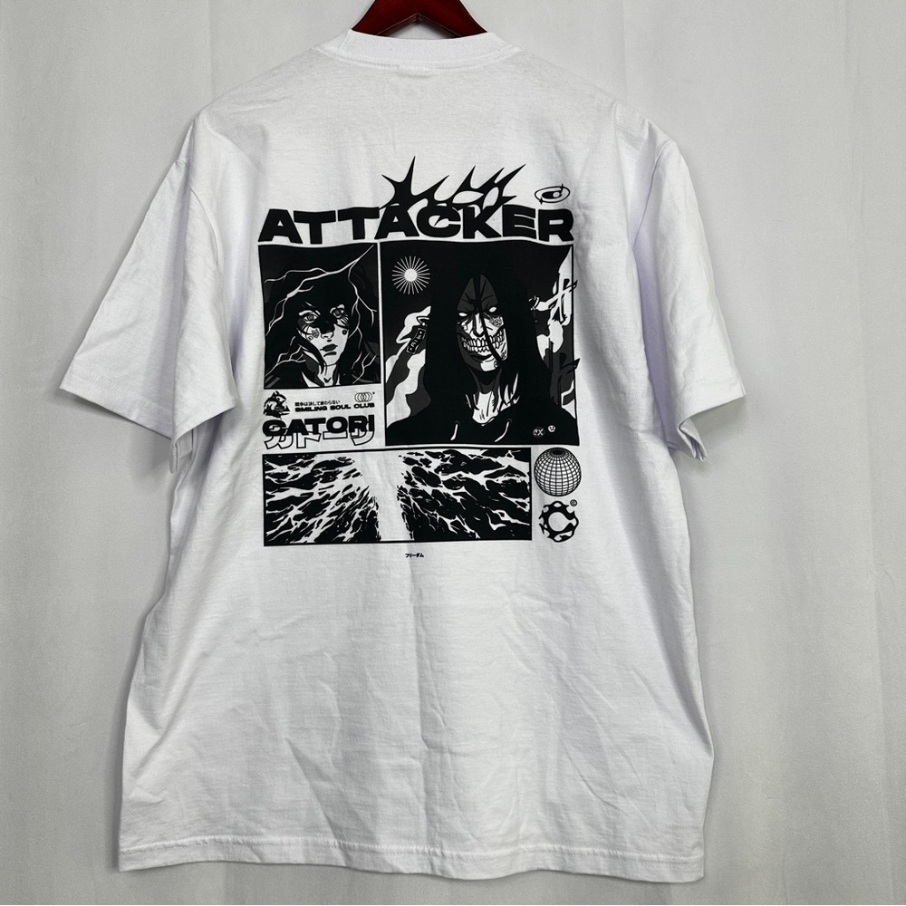 Catori Attack On Titan Mens Shirt XL Short Sleeve Anime White Cyber Core